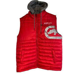 Vintage Ecko Unlimited Puffer Red Sweatshirt Hoodie Vest